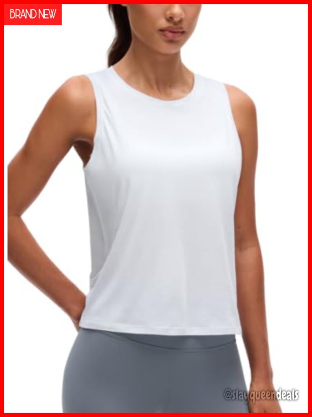 CRZ YOGA Pima Cotton High Neck Tank Top Sleeveless Crop Workout